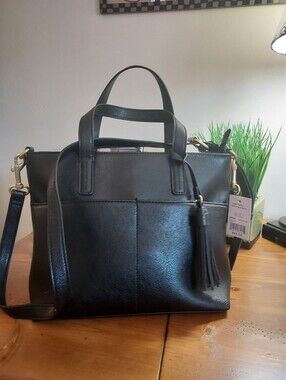 Sonoma Mini Tote in Black with Double Handle or Crossbody With Tassel Detail Nwt